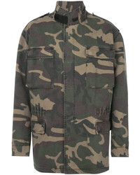 Parka en coton camouflage vert foncé