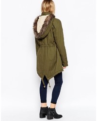 Parka en coton olive