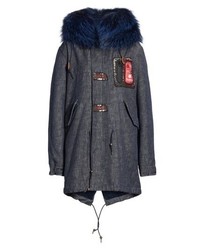 Parka en denim bleu marine