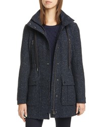 Parka en laine bleu marine