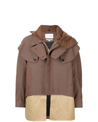 Parka en pied-de-poule marron