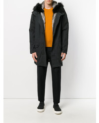 Parka noire Yves Salomon Homme