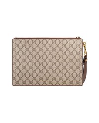 Pochette brodée marron clair Gucci