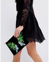 Pochette brodée noire Oasis