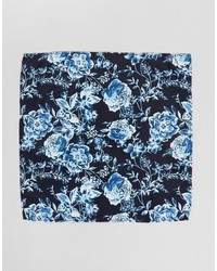 Pochette de costume à fleurs bleu marine Asos