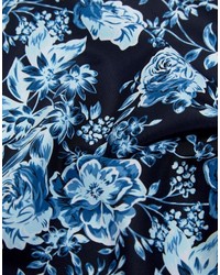 Pochette de costume à fleurs bleu marine Asos