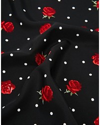 Pochette de costume à fleurs noire Asos