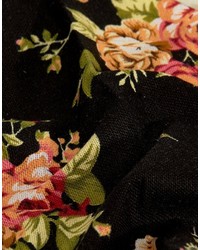 Pochette de costume à fleurs noire Reclaimed Vintage