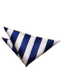 Pochette de costume à rayures verticales blanc et bleu