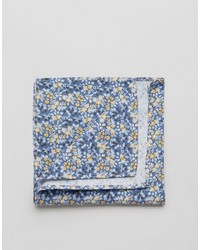 Pochette de costume en coton à fleurs bleu clair