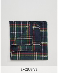 Pochette de costume en coton écossaise vert foncé