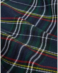 Pochette de costume en coton écossaise vert foncé Reclaimed Vintage