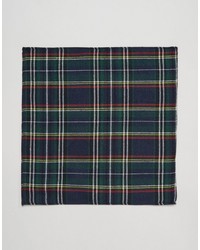 Pochette de costume en coton écossaise vert foncé Reclaimed Vintage