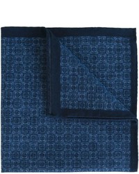Pochette de costume en coton imprimée bleu marine Eleventy