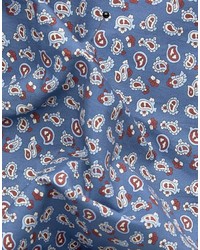 Pochette de costume en coton imprimée cachemire bleue Jack and Jones