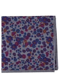 Pochette de costume en laine à fleurs violette