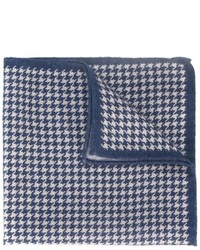 Pochette de costume en laine en pied-de-poule bleue