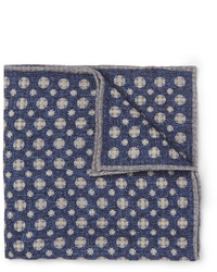 Pochette de costume en laine imprimée bleu marine