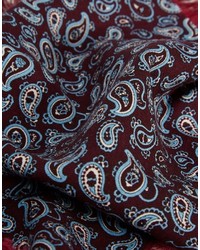 Pochette de costume en laine imprimée cachemire bordeaux Asos