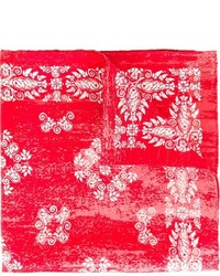 Pochette de costume en soie à fleurs rouge