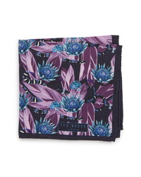 Pochette de costume en soie à fleurs violette