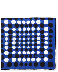 Pochette de costume en soie á pois bleue