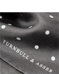 Pochette de costume en soie á pois gris foncé Turnbull & Asser