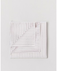 Pochette de costume en soie à rayures horizontales beige