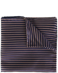 Pochette de costume en soie à rayures horizontales bleu marine