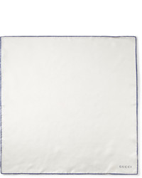 Pochette de costume en soie blanc et bleu Gucci