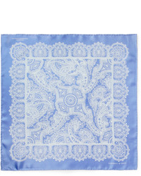 Pochette de costume en soie blanc et bleu Turnbull & Asser