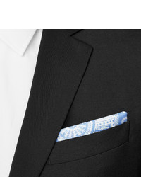 Pochette de costume en soie blanc et bleu Turnbull & Asser