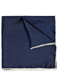 Pochette de costume en soie bleu marine