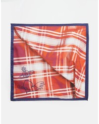 Pochette de costume en soie écossaise orange Vivienne Westwood