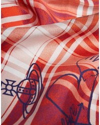 Pochette de costume en soie écossaise orange Vivienne Westwood