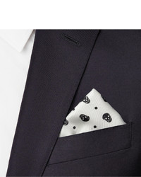 Pochette de costume en soie imprimée blanche et noire Alexander McQueen