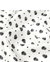 Pochette de costume en soie imprimée blanche et noire Alexander McQueen