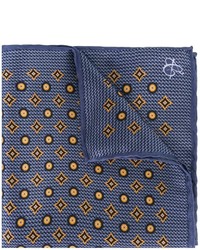 Pochette de costume en soie imprimée bleu marine Canali
