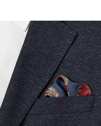 Pochette de costume en soie imprimée bleu marine Gucci
