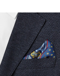 Pochette de costume en soie imprimée bleu marine Turnbull & Asser