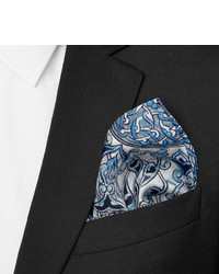 Pochette de costume en soie imprimée cachemire bleue Drakes