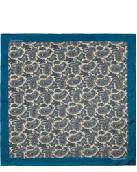 Pochette de costume en soie imprimée cachemire bleue Turnbull & Asser