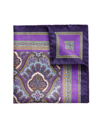 Pochette de costume en soie imprimée cachemire violette