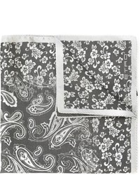 Pochette de costume en soie imprimée gris foncé