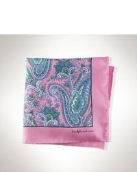 Pochette de costume en soie imprimée rose