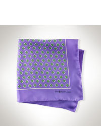 Pochette de costume en soie imprimée violette