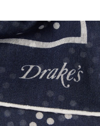 Pochette de costume imprimée bleu marine Drakes