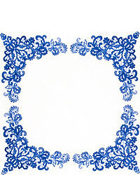 Pochette de costume imprimée cachemire blanc et bleu marine