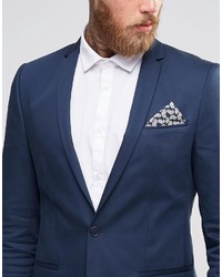 Pochette de costume imprimée cachemire bleu marine Selected