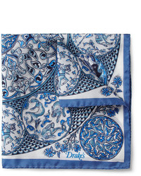 Pochette de costume imprimée cachemire bleue Drakes